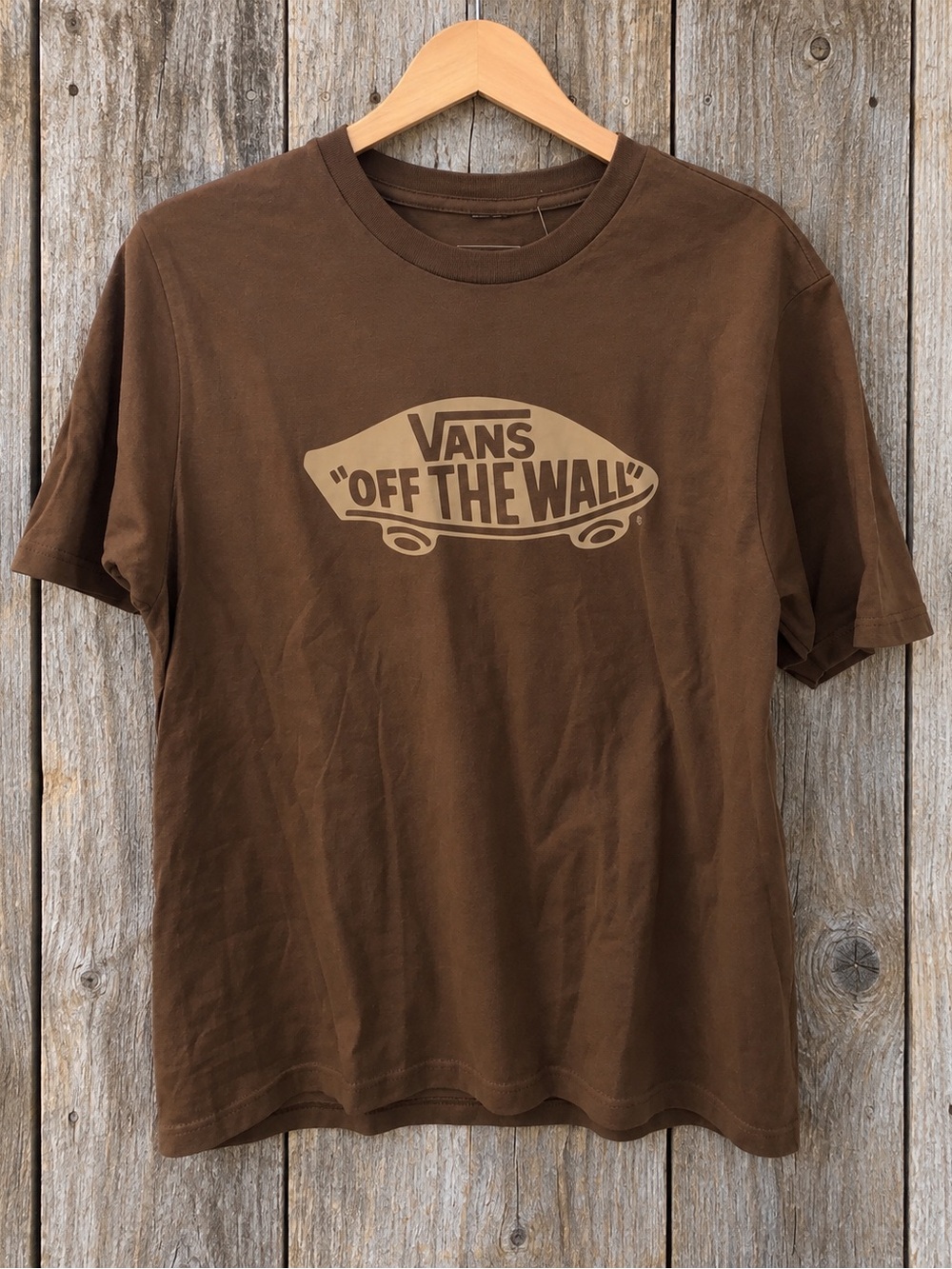Vans Off The Wall Logo Graphic Tee Brown Classic Fit L New